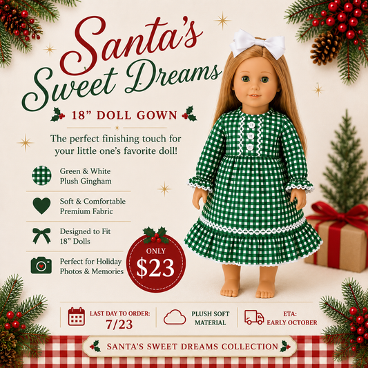 Santa's Sweet Dreams 18" Doll Gown | Pre-Order