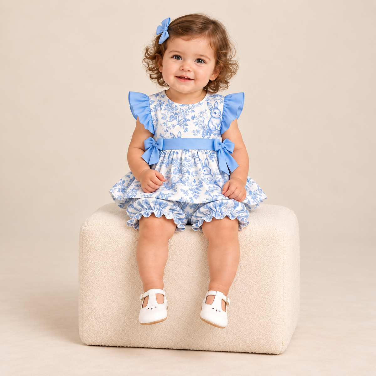 Bluebell Bunnies Girls Bloomer Set – Easter 2027 preorder model mockup