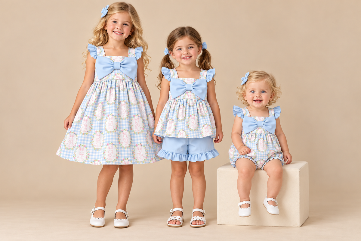 Bows & Bunny Kisses matching collection – Easter 2027 preorder model mockup