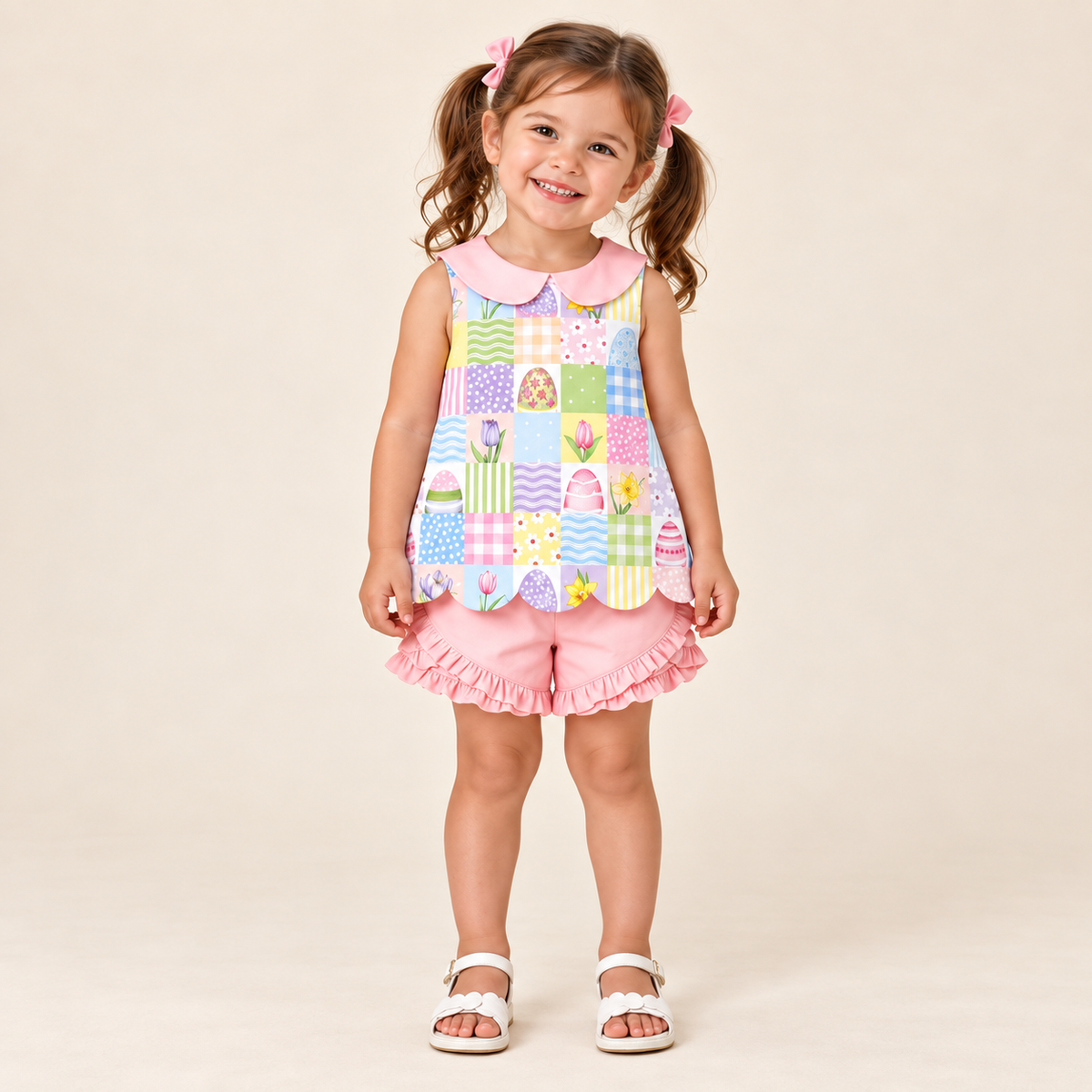 Heirloom Egg Hunt Girls Short Set – Easter 2027 preorder model mockup
