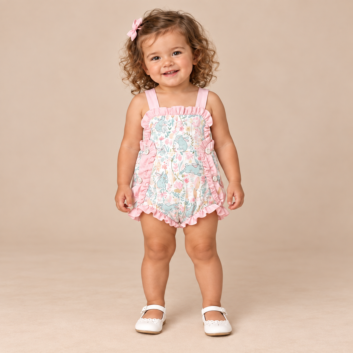 Petal Patch Bunnies Sunsuit – Easter 2027 preorder model mockup
