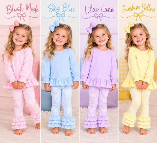 Winter Ruffle Basic Girls’ Top & Pants Sets | SBB2633 B