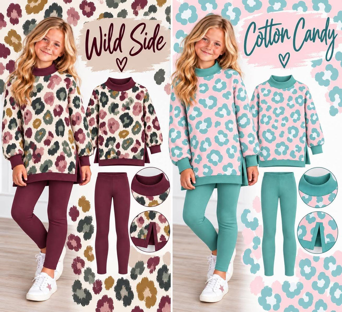 Bright Side Girls’ Leopard Tunic & Legging Sets | SBB2633 R
