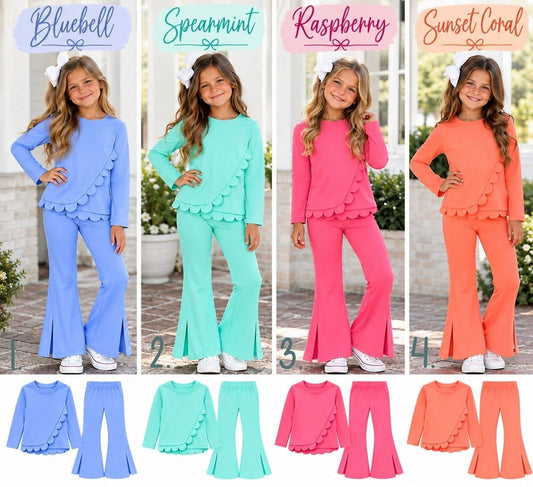 Winter Scallop Girls’ Top & Flare Pants Sets | SBB2633 R