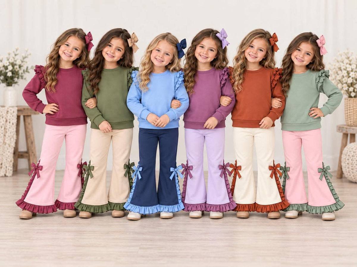Sassy Ruffle & Bow Pants Sets SBB2631 R