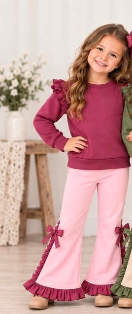 Sassy Ruffle & Bow Pants Sets SBB2631 R