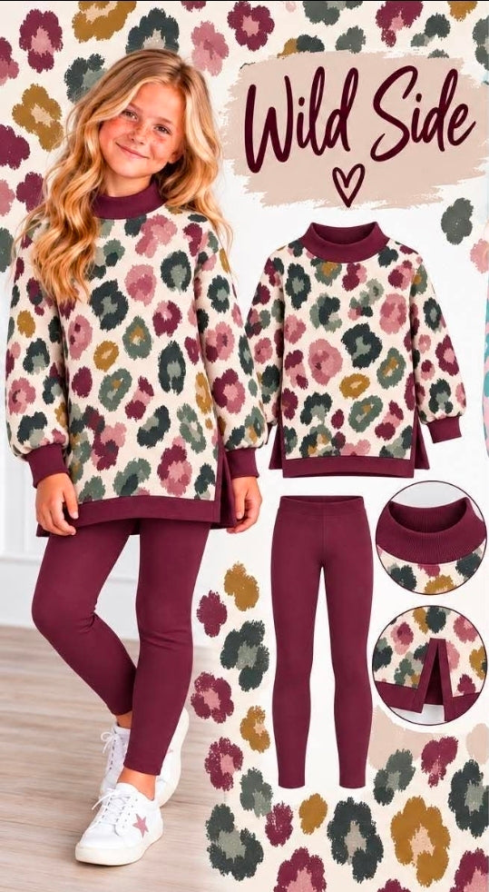 Bright Side Girls’ Leopard Tunic & Legging Sets | SBB2633 R