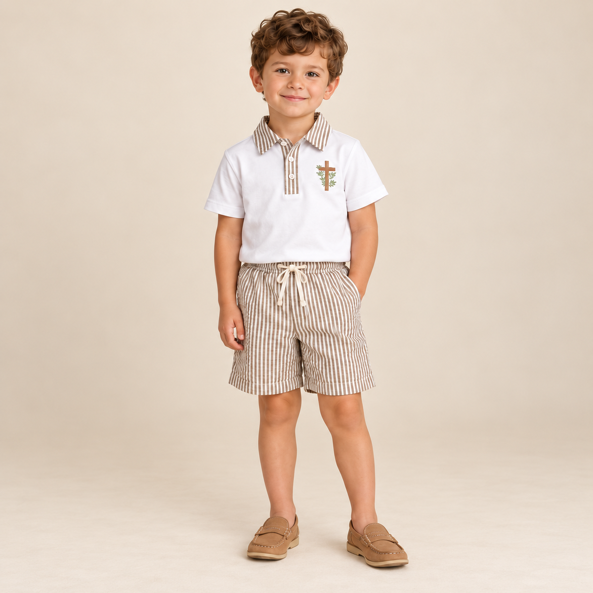 Sunday Blessings Boys Polo Short Set – Easter 2027 preorder model mockup