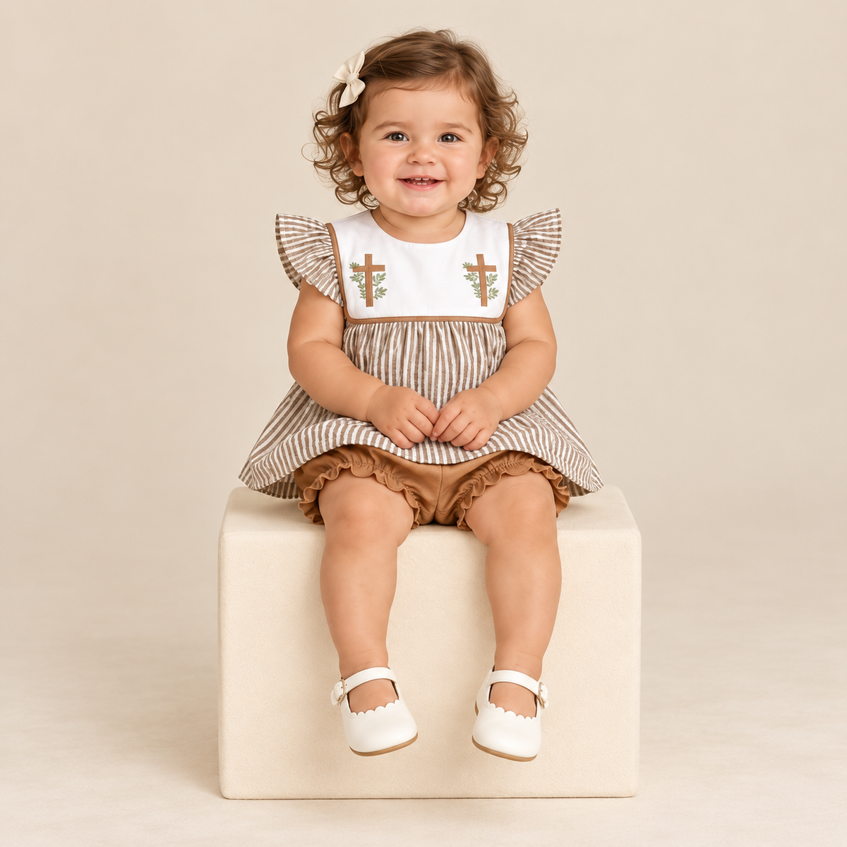 Sunday Blessings Girls Bloomer Set – Easter 2027 preorder model mockup